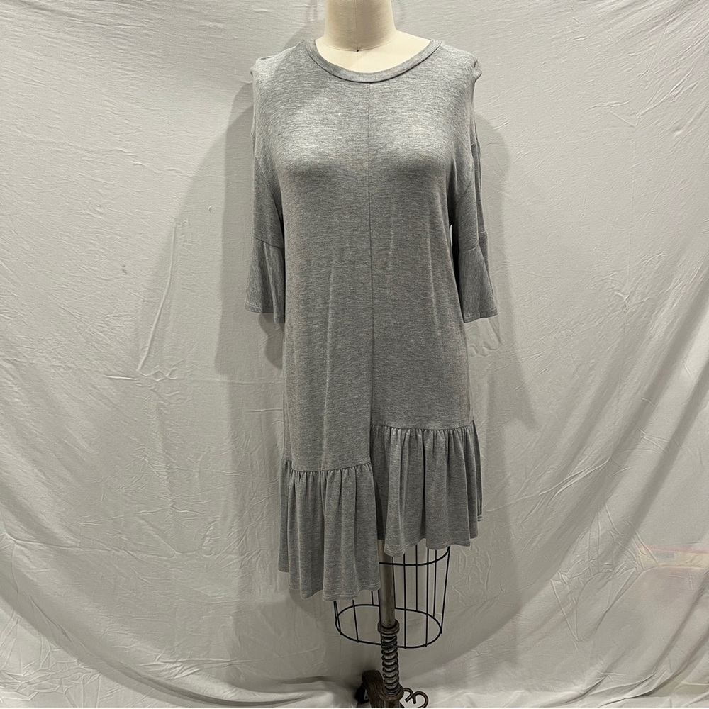 Gray Ruffle Hem Dress